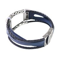 Replacement Bands by Aurorax,Women and Mens Vintage Leather Wristband Band Strap Bracelet for Fitbit Charge 2 (Blue)