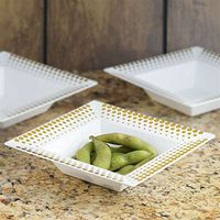 White With Gold 5Oz Square Disposable Bowl - Hot Dots Collection