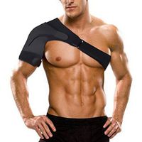 Single Shoulder Brace Support with Adjustable Strap and Pad for Ice Pack- Breathable, Comfy- Minimize Soreness, Soothe Pains, Support Rotator Cuff, Dislocated AC Joint by ZSZBACE (Black, Right)