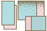 Pink and Blue Napkins Set - Bundle Includes Guest Napkins/Towels, Lunch Napkins, and Beverage Napkins in Delightful Gilded Geo Designs by Elise