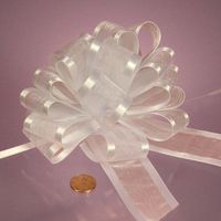 White Arabesque Ribbon Bow, 4"