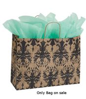 Large Distressed Damask Paper Shopping Bag 16 x 6 x 12 Inches - Case of 25