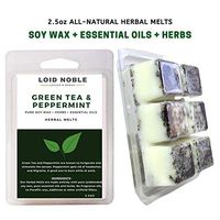 LOID NOBLE's Pure Soy wax, Herbs and Essential Oil Melts | No Fragrance Oil | All Natural | Aromatherapy | Herbal Wellness | 2.5oz (Green Tea & Peppermint)