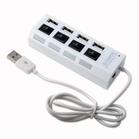 USB 3.0 Hub,4 Ports Portable Data Hub with LED Light Ultra Slim Aluminum USB Hub for MacBook,Notebook PC,Laptops,Desktop,USB Flash Drives and Other Devices (White-with Switches, 4 Port)