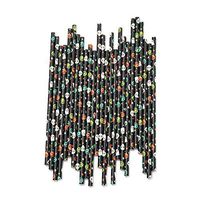 KyStudio 100 PCS Halloween Party Decorative Straws Durable Halloween Disposable Drink Paper Straws (Black)