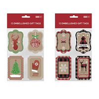 B-THERE Bundle of 24 Die-Cut Kraft Christmas Gifting Tags, Holiday Gift Tags Gifting Supplies