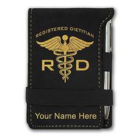 Mini Notepad, RD Registered Dietitian, Personalized Engraving Included (Black)