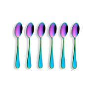 Berglander Titanium Colorful Plated, Multicolor Stainless Steel Mini Spoon, Coffee Spoons, ice cream spoon, Rainbow Color Mocca Spoon, Pack of 6
