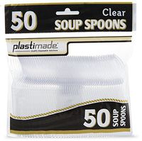 [50 Clear Soup Spoons] Plastimade Disposable Heavy Duty Plastic Cutlery,Great for Every Day Use, Home, Office, Party, Picnics, or Outdoor Events,