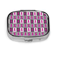 Pill Box Case Breast Cancer Pink Ribbons Portable Pill Organizer Portable Carry On Gum Case Pill Box 2 Compartment Medicine Case -Daily Medication Organizer Storage For Travel Organizer Unique Gift