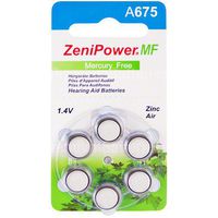 ZeniPower Mercury Free Zinc Air Hearing Aid Batteries Size 675 (6 Batteries)
