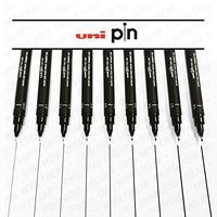 Uni Pin Fineliner Drawing Pen - Complete Set of 9 Grades - Black Ink