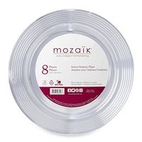 Mozaik Premium Plastic 10.25” Clear Ring Dinner Plates, 8 Count