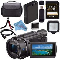 Sony FDR-AX53 FDRAX53 4K Ultra HD Handycam Camcorder + Rechargable Li-Ion Battery + Sony 32GB SDHC Card + Carrying Case + Flexible Tripod + HDMI Cable + Card Wallet + Card Reader + Fibercloth Bundle