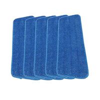 Set of 5 Microfiber Mop Pads - Replacement Mop Pad - Washable Mop Replacement Pads - Mop Pads for 15" Mop Base - Adhesive Mop Pads - Reusable Washable Cloth Mop Head - Blue