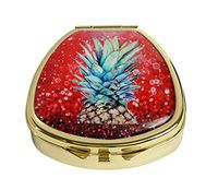 XUTAI Custom Personalized Fan Shape Stainless Steel Gold Glass Travel Pill Case Vitamin Decoration Box (Pineapple)