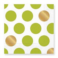 Design Design Kenzie Lime Green White Gold Dots Paper Dinner Napkins