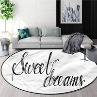 RUGSMAT Sweet Dreams Modern Flannel Microfiber Non-Slip Machine Round Area Rug,Polite Happy Mood Lifts Basket Swivel Chair Pad Coffee Table Rug Diameter-39