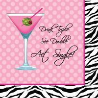 Creative Converting Act Single 16 Count 3-Ply Paper Beverage Napkins, Sassy and Sweet