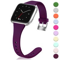 Hamile for Fitbit Versa/Versa 2/SE/Lite Bands, Slim Soft Silicone Wristbands Fitness Straps Replacement Belt for Fitbit Versa Lite Edition Fitness Smart Watch Band, Women Men Kids, Small (Plum)