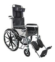 New Karman KN-880 ( KN-880-E ) Reclining Wheelchair with Removable Armrest and Elevating Legrest, 18" Seat Width