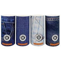 Traveling Tissues Round Cylinder Box Facial Tissues Tubes - 4 Pack, 50 Count Disposable 2 Ply Tissues - Perfect Fit for Car Cup Holder, Travel Bag (Denim)