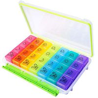 Motech Moisture Resistant 7-Day 28-Cell 4 Times A Day Organizer Weekly Daily Rainbow Colored Large Medicine Planner Box for Vitamins Fish Oil Supplements Prescription Medication
