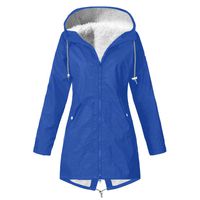 Dainzuy Rain Jacket Women Fleece Lined Hooded Winter Warm Thick Raincoat Waterproof Outdoor Windbreaker Outwear Blue