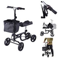 AW Adjustable Knee Walker Scooter Steerable Dual Brake Metal Knee Roller Leg Cart Crutches Alternative 300 lbs