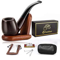 Tobacco Pipe, FeelGlad Handmade Ebony Smoking with Pipe Pouch Gift Box and Accessories