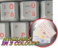 Hungarian Keyboard Stickers with RED Lettering ON Transparent Background