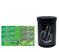 Herb Airtight Container Fresh Kettle with Juicy Jay's Apple 1.25 Flavored Hemp Rolling Papers 3 Count DC Crafts Nation- Middle Finger