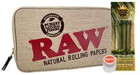 RAW Smell Proof Smokers Pouch - Large, King Palm 3 Pack Slim Cone, Rolling Paper Depot 42mm Grinder- 3 Item Bundle