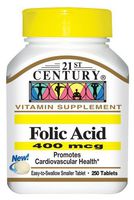 21st Century Folic Acid 400 mcg Tablets, 250-Count (Pack of 2)