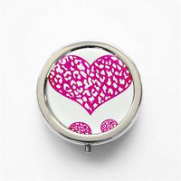 RhyNSky Leopard Print Heart Mini Portable Pocket Purse Pill Box Case Pillbox, 3 Compartments, Silvery, 205