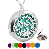 chaomingzhen Essential Oil Necklace Aromatherapy Diffuser Perfume Pendant Phoenix Round Kids Boys Photo Locket Women