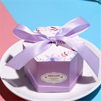 50 PCS Hexagon Shape Wedding Favor Candy Boxes Sweet Cake Gift Candy Boxes Bags Anniversary Wedding Party
