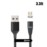 NetDot Gen12 Micro USB Magnetic Fast Charging Data Transfer Cable Compatible with Android Device(3.3ft/1 Pack Black)