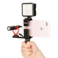 Ulanzi Pocket Rig for Smartphones with Boya by-MM1 Shotgun Microphone and 49 LED Video Light Cold Shoe Plate for iPhone Xs Xs Max X 8 7 Plus Filmmaking Professional Videography
