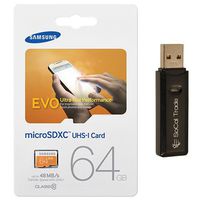 64GB Samsung MicroSD XC MicroSDXC Class 10 Memory Card 64G (64 Gigabyte) for Samsung Galaxy Star 2 S5 Mini Ace NXT Centura Avant Alpha Ativ Q with SoCal Trade, Inc. MicroSD & SD USB Memory Card Reader