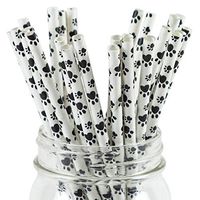 Paper Straws Puppy Dog Paw Print Pattern - Eco Friendly Wedding Straws - Dozens of Designs & Perfect For Any Party! Frozen Dessert Supplies - 25 Count
