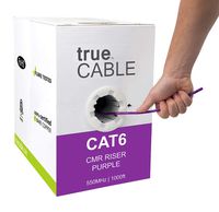 Cat6 Riser (CMR), 1000ft, Purple, 23AWG 4 Pair Solid Bare Copper, 550MHz, ETL Listed, Unshielded Twisted Pair (UTP), Bulk Ethernet Cable, trueCABLE