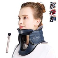 LEAMAI Newest Cervical Neck Traction Device - Adjustable Inflatable Neck Stretcher Collar for Home Traction Spine Alignment -(C03,Blue)