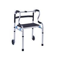 HYJ Folding Walker,Disabled and Elderly Folding Walker with Seat Belt Pulley Four-Legged Walking Stick Rehabilitation Walker,Height Adjustable