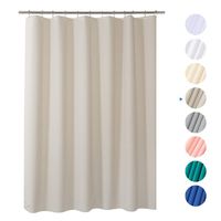 AmazerBath Plastic Shower Curtain, 72" x 72" Khaki EVA 8G Thick Bathroom Shower Curtains Eco-Friendly with Heavy Duty Clear Stones and Rust-Resistant Grommet Holes