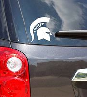 Nudge Printing Classic Michigan State University Spartan Helmet Sparty Head MSU Car Decal Sticker (White)