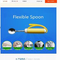 Flexible Spoon withTPE Handle, with 360° Adjustable Angle and Adjustable Extended Strap for Evaluating Self Feeding Needs, Customizable Cutlery for Disabled, Handicapped, Elderly&Children ,Detachable