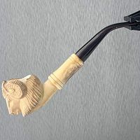 Estate Finish Majestic Ram 1/2 Bend Meerschaum 1/2 Churchwarden Pipe