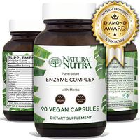 Natural Nutra Plant Based Digestive Enzyme Complex with Herbs, Amylase, Bromelain, Lipase, Protease, Lactase, Plant Based, 90 Vegan Capsules