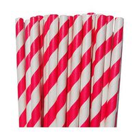 Fuschia Pink Striped Paper Straws- For Weddings Birthday Parties Baby Showers Bridal DIY Vintage Themes (50 Count)